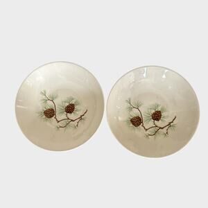 French Saxon Set of 2 MCM Pine Cone Berry Dishes 5 1/4”